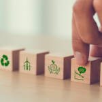Net zero and carbon neutral concept. Net zero greenhouse gas emi Cubes thèmes transition écologique